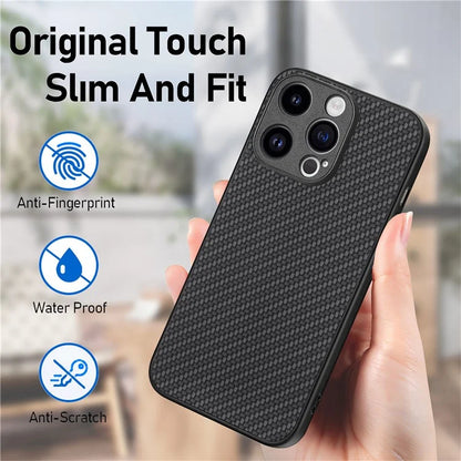 C1 for iPhone 13 Pro Max Case PU Leather Coated PC+TPU Anti-slip Phone Cover