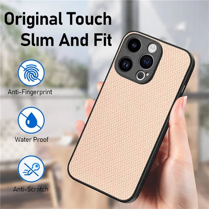 C1 for iPhone 13 Pro Max Case PU Leather Coated PC+TPU Anti-slip Phone Cover