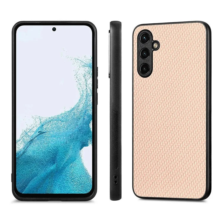 C1 for Samsung Galaxy A15 4G / 5G Case Carbon Fiber Texture PU Leather Anti-Scratch Back Cover
