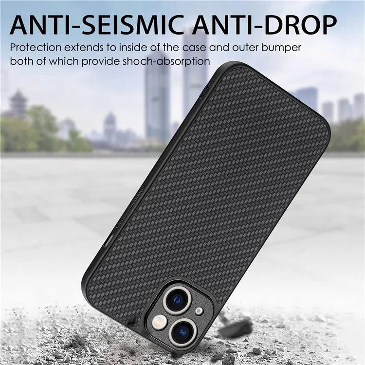C1 for iPhone 13 Case Carbon Fiber Texture PU+PC+TPU Phone Cover