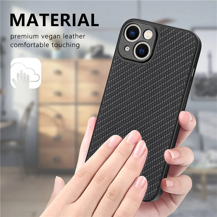 C1 for iPhone 13 Case Carbon Fiber Texture PU+PC+TPU Phone Cover