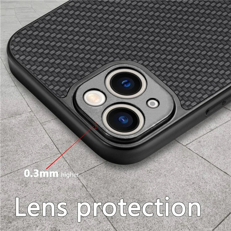 C1 for iPhone 13 Case Carbon Fiber Texture PU+PC+TPU Phone Cover