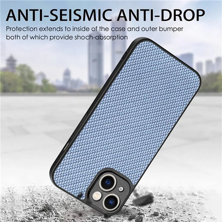 C1 for iPhone 13 Case Carbon Fiber Texture PU+PC+TPU Phone Cover