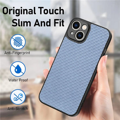 C1 for iPhone 13 Case Carbon Fiber Texture PU+PC+TPU Phone Cover