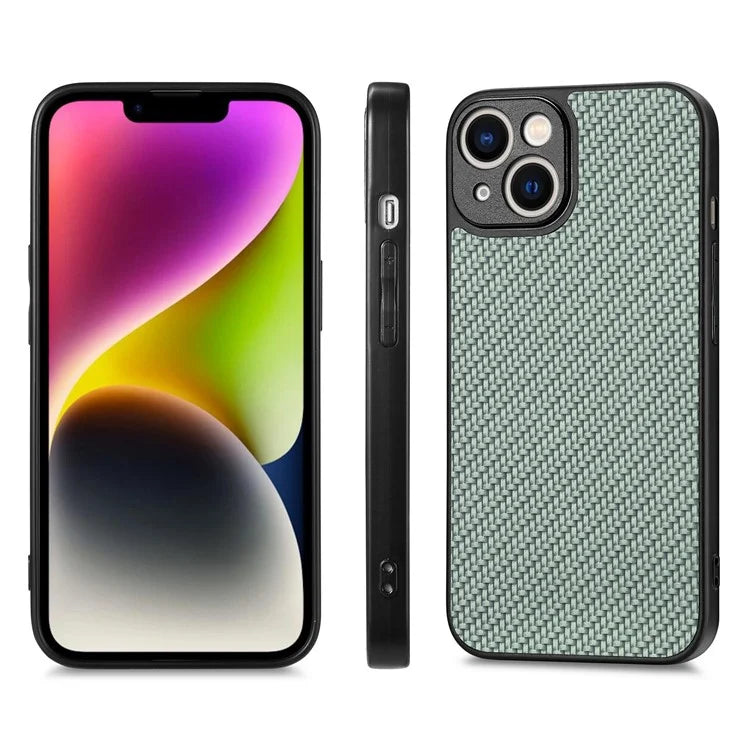 C1 for iPhone 13 Case Carbon Fiber Texture PU+PC+TPU Phone Cover