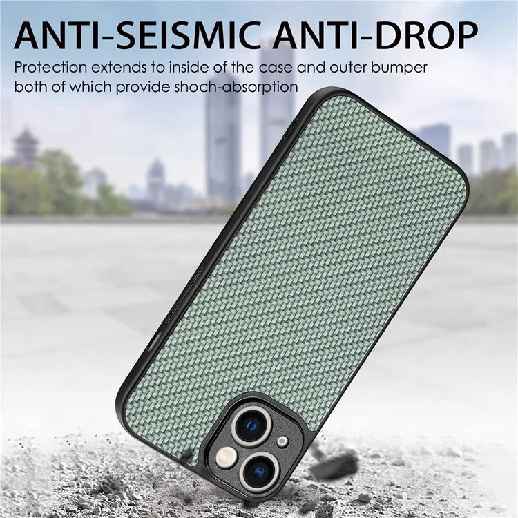 C1 for iPhone 13 Case Carbon Fiber Texture PU+PC+TPU Phone Cover