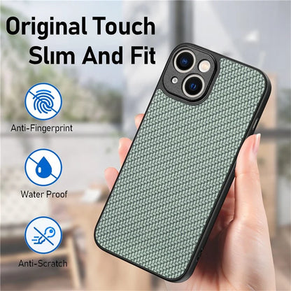 C1 for iPhone 13 Case Carbon Fiber Texture PU+PC+TPU Phone Cover