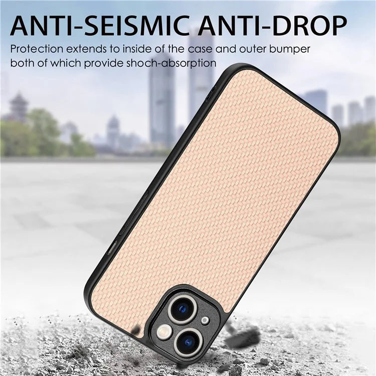 C1 for iPhone 13 Case Carbon Fiber Texture PU+PC+TPU Phone Cover