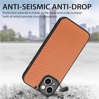 C1 for iPhone 13 Case Carbon Fiber Texture PU+PC+TPU Phone Cover