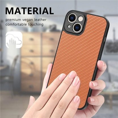 C1 for iPhone 13 Case Carbon Fiber Texture PU+PC+TPU Phone Cover