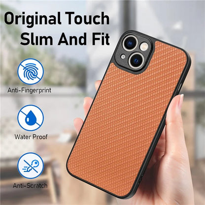 C1 for iPhone 13 Case Carbon Fiber Texture PU+PC+TPU Phone Cover