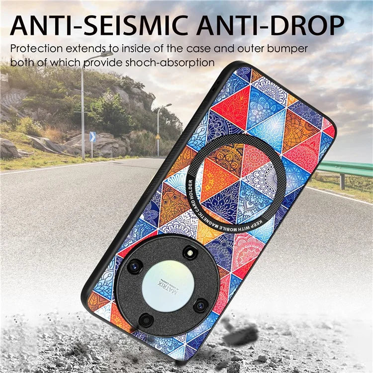 P1 for Honor X40 5G / X9a 5G / Magic5 Lite 5G Case PU Leather Pattern Printing Magnetic Back Cover