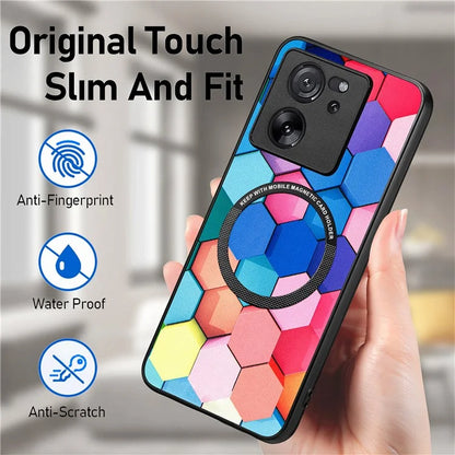 P1 For Xiaomi 13T / 13T Pro / Redmi K60 Ultra Case PU+TPU+PC Pattern Printing Magnetic Ring Phone Cover