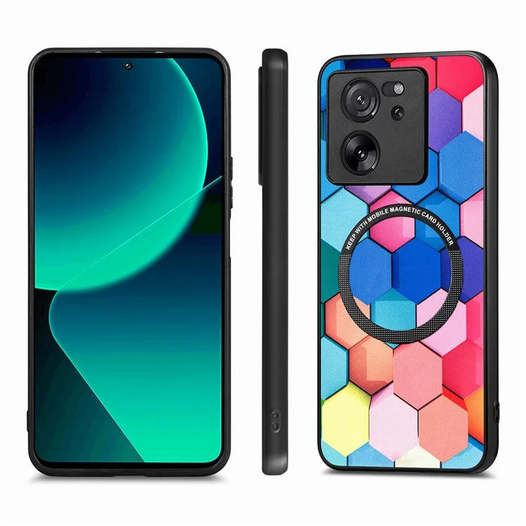 P1 For Xiaomi 13T / 13T Pro / Redmi K60 Ultra Case PU+TPU+PC Pattern Printing Magnetic Ring Phone Cover