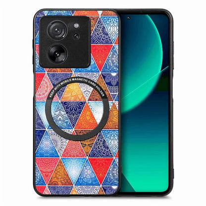P1 For Xiaomi 13T / 13T Pro / Redmi K60 Ultra Case PU+TPU+PC Pattern Printing Magnetic Ring Phone Cover