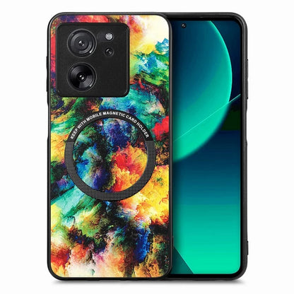 P1 For Xiaomi 13T / 13T Pro / Redmi K60 Ultra Case PU+TPU+PC Pattern Printing Magnetic Ring Phone Cover
