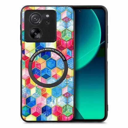 P1 For Xiaomi 13T / 13T Pro / Redmi K60 Ultra Case PU+TPU+PC Pattern Printing Magnetic Ring Phone Cover