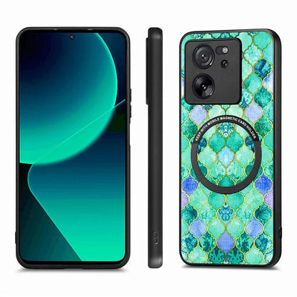 P1 For Xiaomi 13T / 13T Pro / Redmi K60 Ultra Case PU+TPU+PC Pattern Printing Magnetic Ring Phone Cover