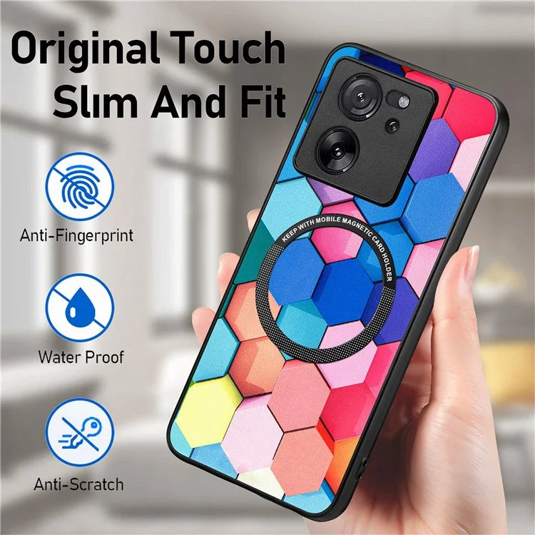 P1 For Xiaomi 13T / 13T Pro / Redmi K60 Ultra Case PU+TPU+PC Pattern Printing Magnetic Ring Phone Cover