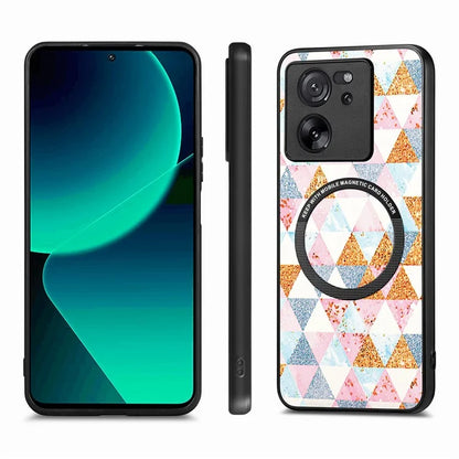 P1 For Xiaomi 13T / 13T Pro / Redmi K60 Ultra Case PU+TPU+PC Pattern Printing Magnetic Ring Phone Cover