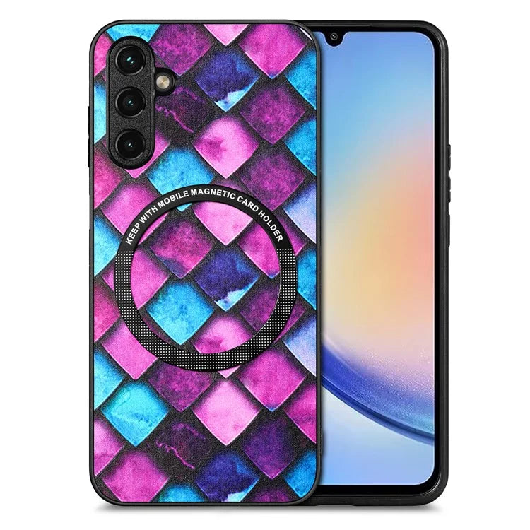 P1 For Samsung Galaxy A54 5G Case Pattern Printing Leather Coated Protective Shell Compatible with MagSafe
