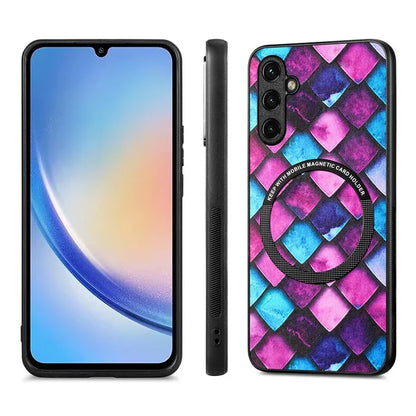 P1 For Samsung Galaxy A54 5G Case Pattern Printing Leather Coated Protective Shell Compatible with MagSafe