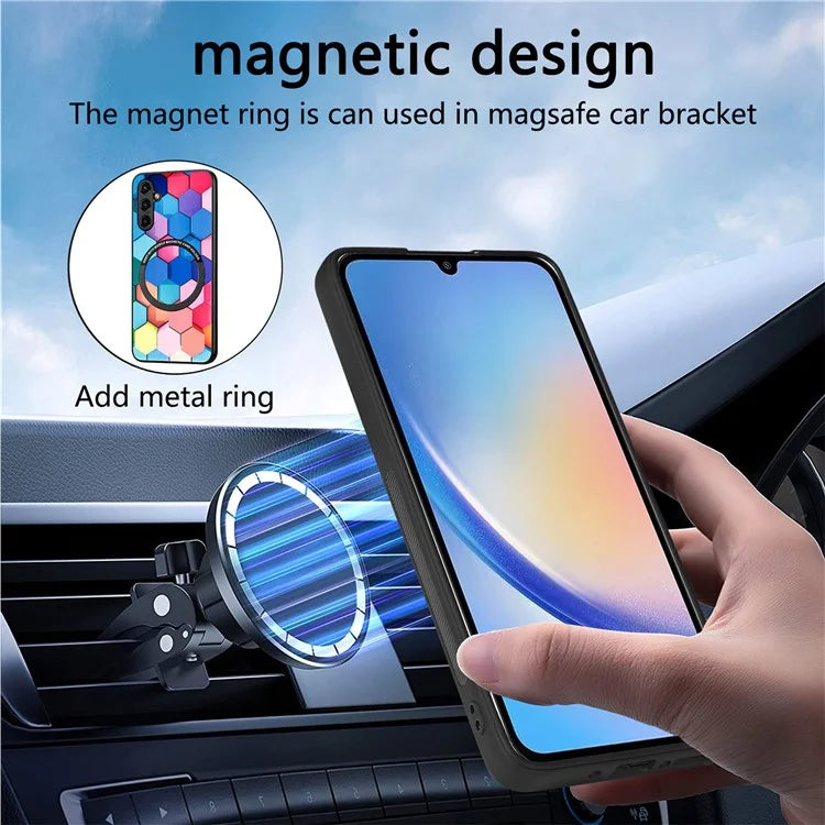 P1 For Samsung Galaxy A54 5G Case Pattern Printing Leather Coated Protective Shell Compatible with MagSafe
