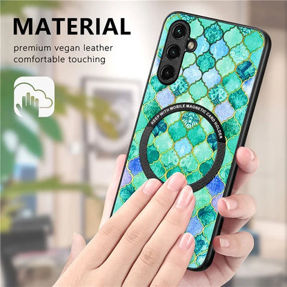 P1 For Samsung Galaxy A54 5G Case Pattern Printing Leather Coated Protective Shell Compatible with MagSafe