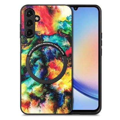 P1 For Samsung Galaxy A54 5G Case Pattern Printing Leather Coated Protective Shell Compatible with MagSafe