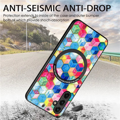 P1 For Samsung Galaxy A54 5G Case Pattern Printing Leather Coated Protective Shell Compatible with MagSafe