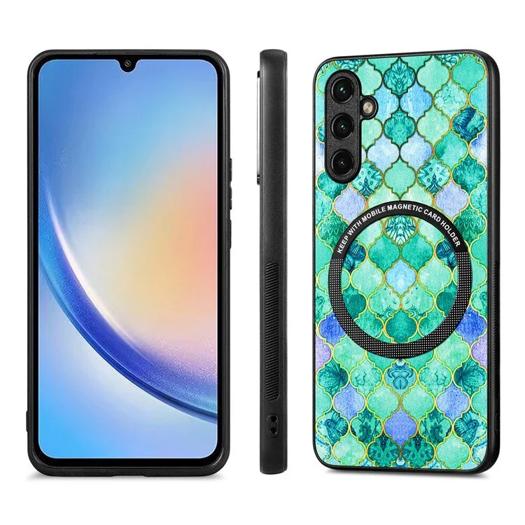 P1 For Samsung Galaxy A54 5G Case Pattern Printing Leather Coated Protective Shell Compatible with MagSafe