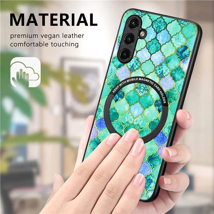P1 For Samsung Galaxy A54 5G Case Pattern Printing Leather Coated Protective Shell Compatible with MagSafe