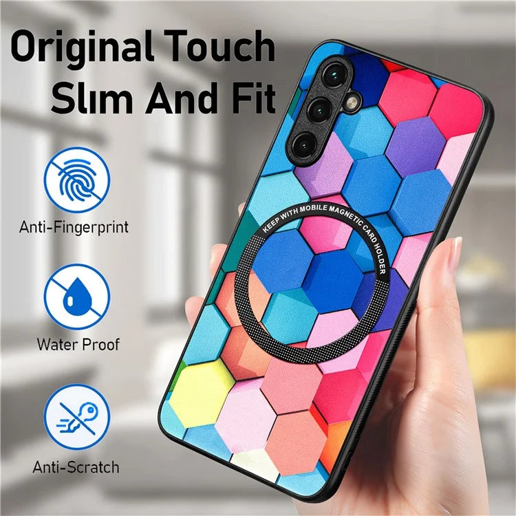 P1 For Samsung Galaxy A54 5G Case Pattern Printing Leather Coated Protective Shell Compatible with MagSafe
