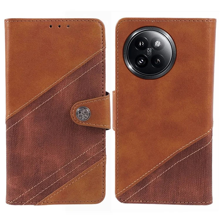 For Xiaomi Civi 4 Pro 5G / 14 Civi 5G Case Leather Phone Back Cover Crazy Horse Texture Splicing Design