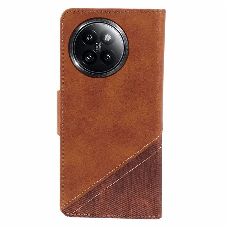 For Xiaomi Civi 4 Pro 5G / 14 Civi 5G Case Leather Phone Back Cover Crazy Horse Texture Splicing Design
