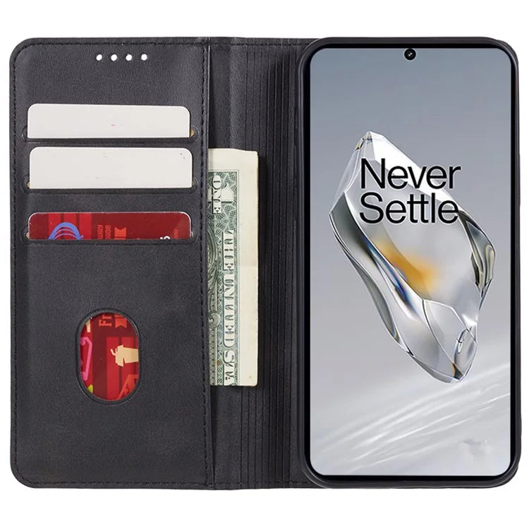 For OnePlus Nord CE4 5G Case PU Leather Wallet Cover Calf Texture Phone Shell with Magnetic Clasp