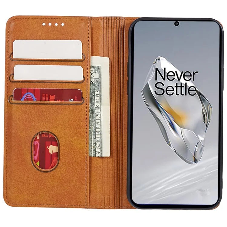 For OnePlus Nord CE4 5G Case PU Leather Wallet Cover Calf Texture Phone Shell with Magnetic Clasp
