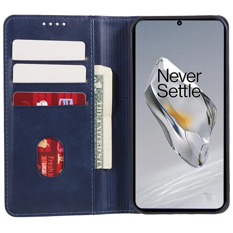 For OnePlus Nord CE4 5G Case PU Leather Wallet Cover Calf Texture Phone Shell with Magnetic Clasp