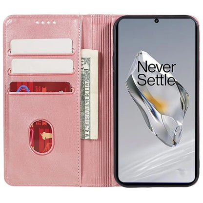 For OnePlus Nord CE4 5G Case PU Leather Wallet Cover Calf Texture Phone Shell with Magnetic Clasp