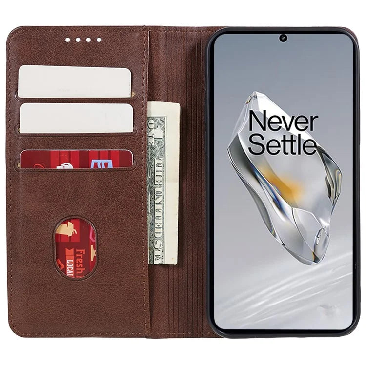For OnePlus Nord CE4 5G Case PU Leather Wallet Cover Calf Texture Phone Shell with Magnetic Clasp