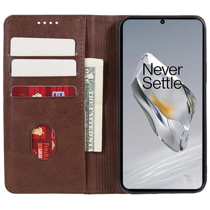 For OnePlus Nord CE4 5G Case PU Leather Wallet Cover Calf Texture Phone Shell with Magnetic Clasp