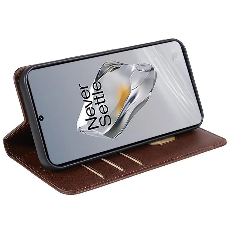 For OnePlus Nord CE4 5G Case PU Leather Wallet Cover Calf Texture Phone Shell with Magnetic Clasp
