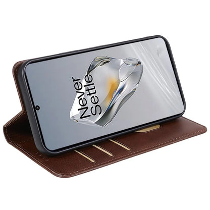 For OnePlus Nord CE4 5G Case PU Leather Wallet Cover Calf Texture Phone Shell with Magnetic Clasp