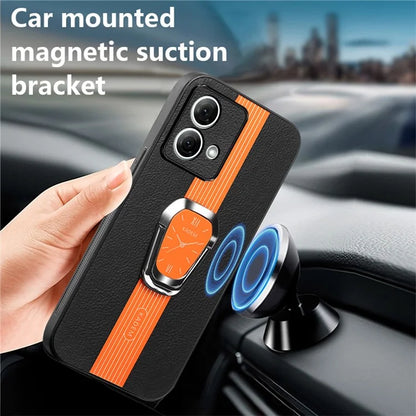 KADEM For Motorola Moto G84 5G Kickstand Mobile Phone Case PU+TPU+Acrylic Cover Anti-Scratch Phone Shell