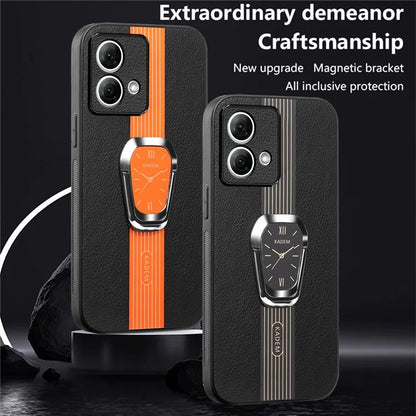 KADEM For Motorola Moto G84 5G Kickstand Mobile Phone Case PU+TPU+Acrylic Cover Anti-Scratch Phone Shell