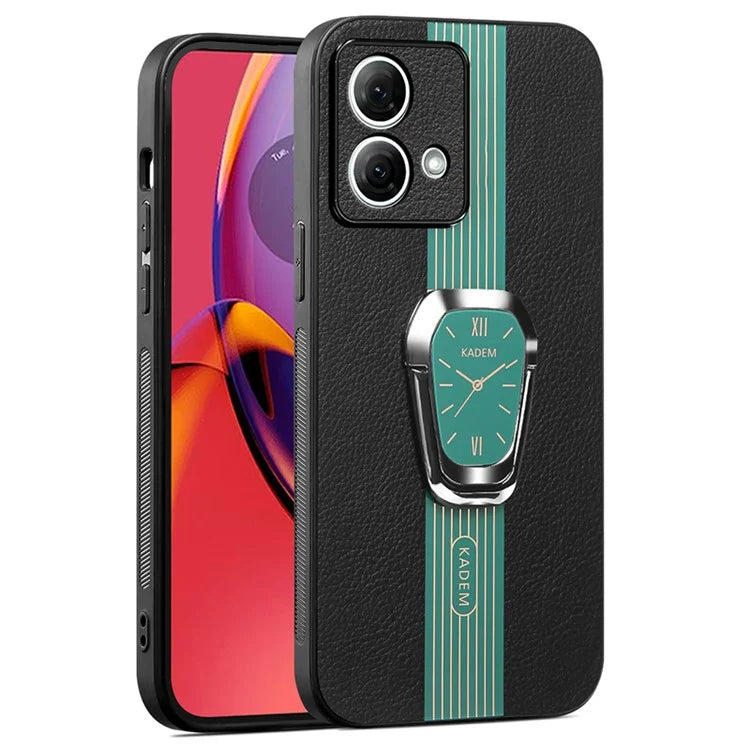 KADEM For Motorola Moto G84 5G Kickstand Mobile Phone Case PU+TPU+Acrylic Cover Anti-Scratch Phone Shell