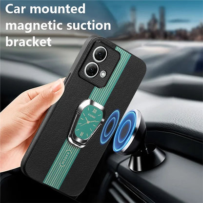 KADEM For Motorola Moto G84 5G Kickstand Mobile Phone Case PU+TPU+Acrylic Cover Anti-Scratch Phone Shell