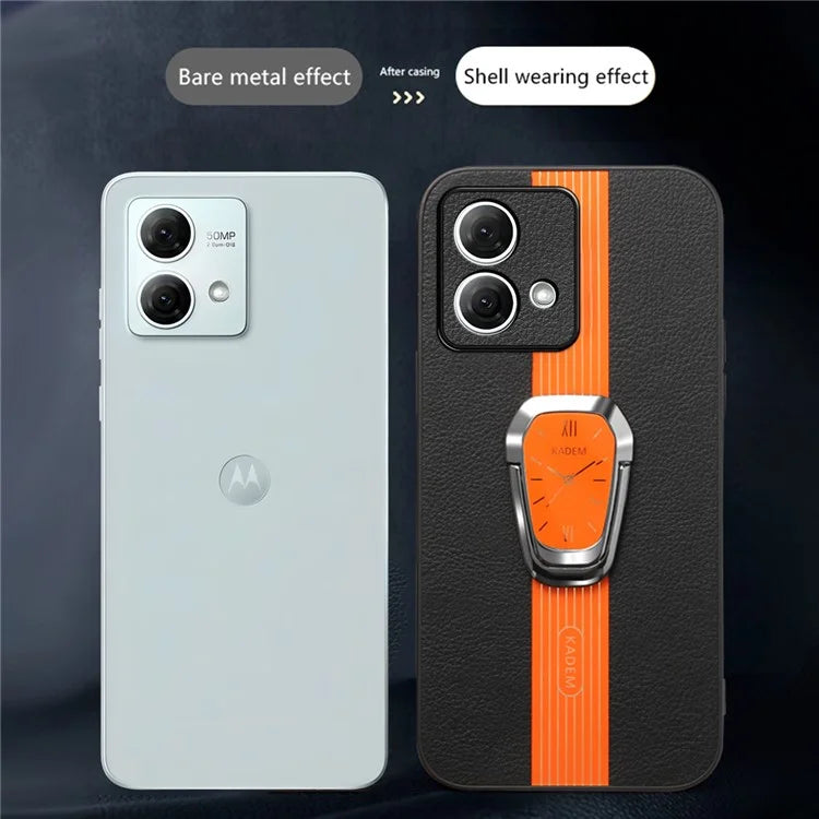 KADEM For Motorola Moto G84 5G Kickstand Mobile Phone Case PU+TPU+Acrylic Cover Anti-Scratch Phone Shell