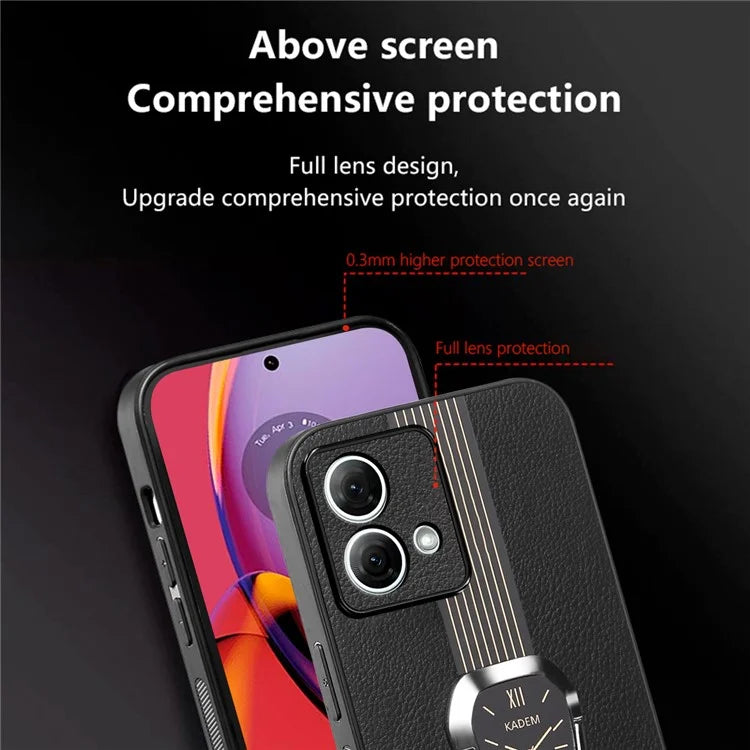 KADEM For Motorola Moto G84 5G Kickstand Mobile Phone Case PU+TPU+Acrylic Cover Anti-Scratch Phone Shell