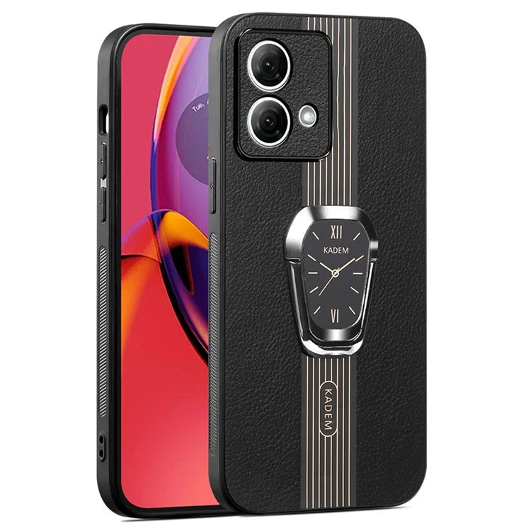 KADEM For Motorola Moto G84 5G Kickstand Mobile Phone Case PU+TPU+Acrylic Cover Anti-Scratch Phone Shell